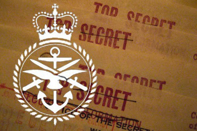 Symbolbild: Stempel des MoD vor mit "Top Secret" markierten alten Akten