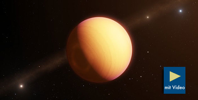Künstlerische Darstellung des beobachteten Exoplaneten „HR 8799 e“ (Illu.). Copyright: ESO/L. Calçada