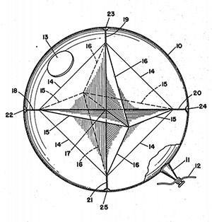 Grafische Darstellung eines sog. “Airborne Corner Reflector” (U.S. Patent #2,463,517).