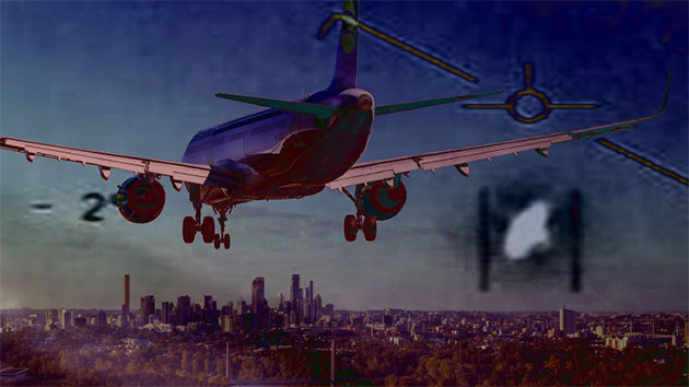 Symbolbild: Zivilmaschine und Flugsicherheit orten UFO (Illu.). Copyright/Quelle: TheBlackVault.com