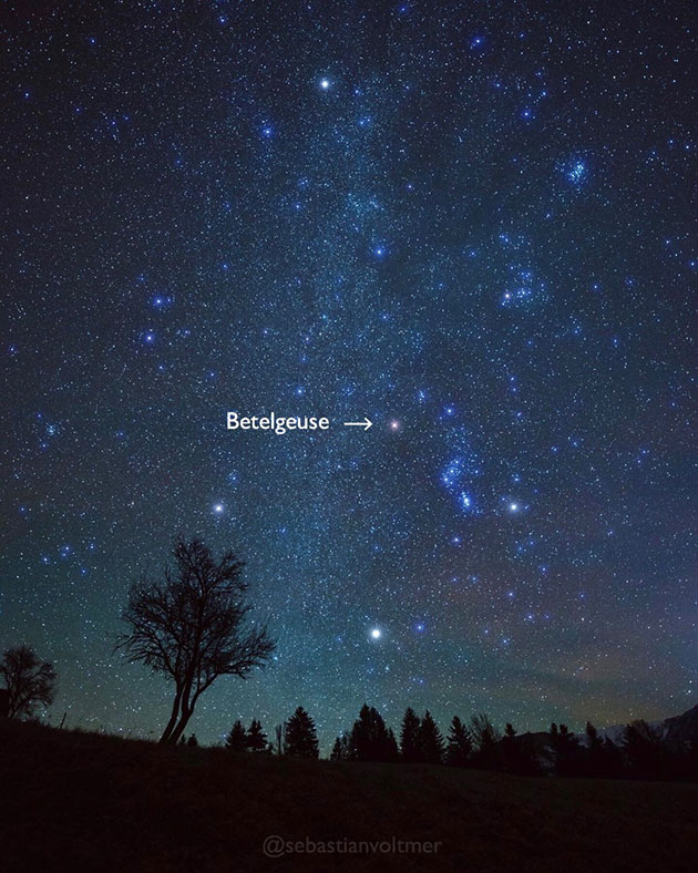 Beteigeuze ist der linke Schulterstern des Orion Copyright: Sebastian Voltmer, www.weltraum.com