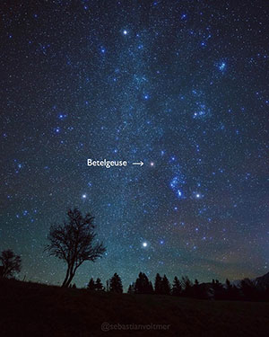 Beteigeuze ist der linke Schulterstern des Orion Copyright: Sebastian Voltmer, www.weltraum.com