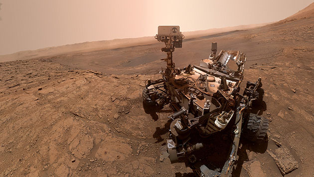 Selfie des NASA-Rovers „Curiosity“ an seinem Arbeitsort, dem Mars-Krater Gale. Copyright: NASA