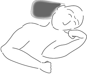 So stellen sich die Forscher die Bestattungsposition des Individuums „Shanidar Z“ vor (Illu.). Copyright: E. Pommeroy et al., Antiquity 2020