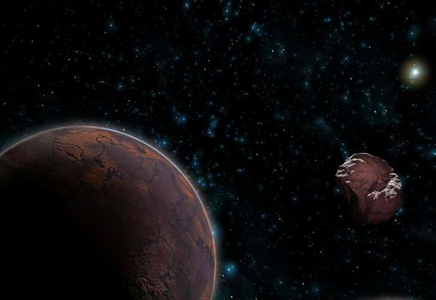 Künstlerische Darstellung transneptunischer Objekte im äußeren Sonnensystem (Illu.). Copyright: José Antonio Peñas (SINC)