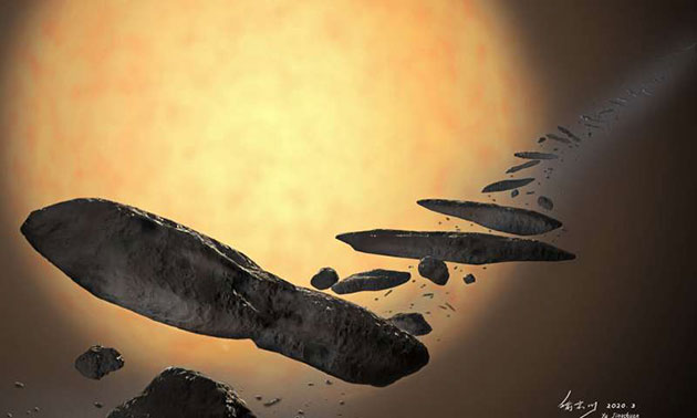 Künstlerische Darstellung der Entstehung von 'Oumuamua-artigen Objekten (Illu.). Copyright: YU Jingchuan vom Beijing Planetarium