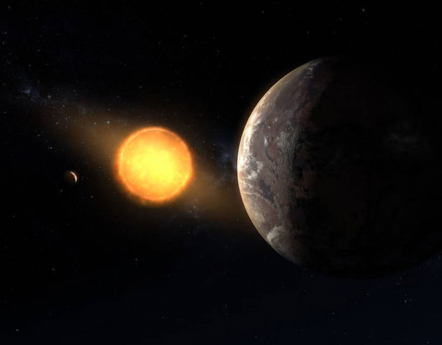 Künstlerische Darstellung des Planeten mindestens zweier Planeten um den roten Zwergstern „Kepler-1649“ (Illu). Copyright: NASA/Ames Research Center/Daniel Rutter
