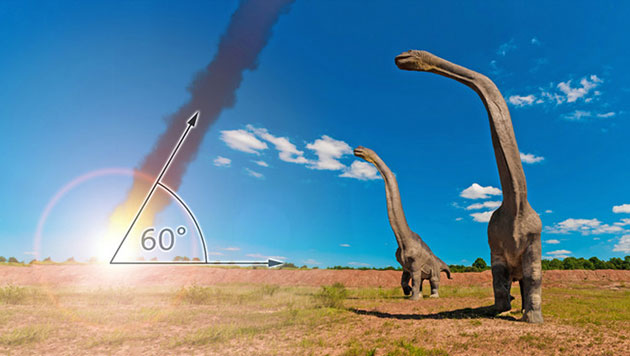 In einem Einschlagswinkel von 60 Grad entwickelte der den Chicxulub-Krater geschlagene Asteroid die größtmögliche Zerstörungskraft (Illu.). Copyright: pixabay/Fuchs