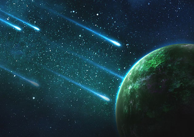 Künstlerische Darstellung von Einschlägen auf der jungen Erde (Illu.). Copyright: Yuri_B (via Pixabay.com) / Pixabay License