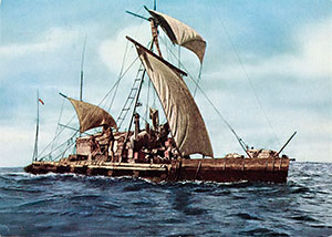 Thor Heyerdal auf seiner „Kon Tiki“, 1947. Nasjonalbiblioteket Norge / CC BY 2.0
