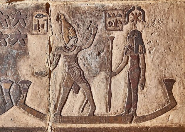 Das Sternbild Orion als Osiris (links) und Sothis als Isis (rechts). Copyright/Quelle: Ahmed Amin / Universität Tübingen