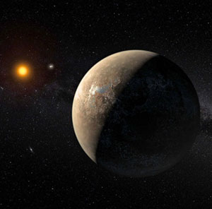 Künstlerische Darstellung des erdartigen Planeten um Proxima Centauri (Illu.). Copyright: ESO/M. Kornmesser