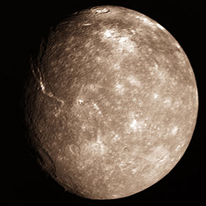 Voyagers Blick auf den Uranus-Mond Titania. Copyright: NASA/JPL