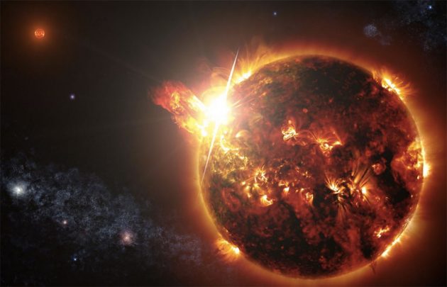 Künstlerische Darstellung eines aktiven Zwergsterns (Illu). Copyright: NASA's Goddard Space Flight Center/S. Wiessinger