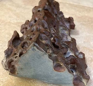 Beispiel eines von Wind und Sand polierten und gelöcherten Steins aus der Antarktis. Copyright: NASA