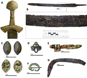 Die Grabbeigaben der „Frau mit Schwert“ im Grab von Suontaka. Copyright: Finnish Heritage Agency