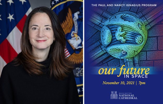 Die Direktorin der US-Geheimdienste (DNI) Avril Haines sprach auf dem „Ingatius Forum“ in der Washington National Cathedral auch über den UFO-Bericht des Pentagon UFOs bzw. UAP und Außerirdische. Copyright: US Gov. (l.) / cathedral.org