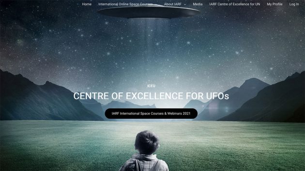Die bisherige Startseite des „IARF Centre of Excellence for UFOs“ (ICEU) Copyright: IARF/ICEU