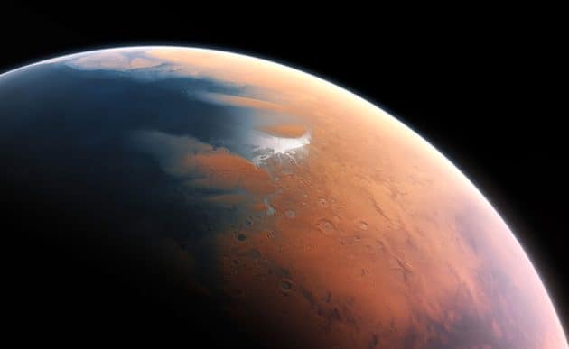 So könnte der Mars einst ausgesehen haben (Illu.). Copyright: Europäische Südsternwarte (ESO) / M. Kornmesser