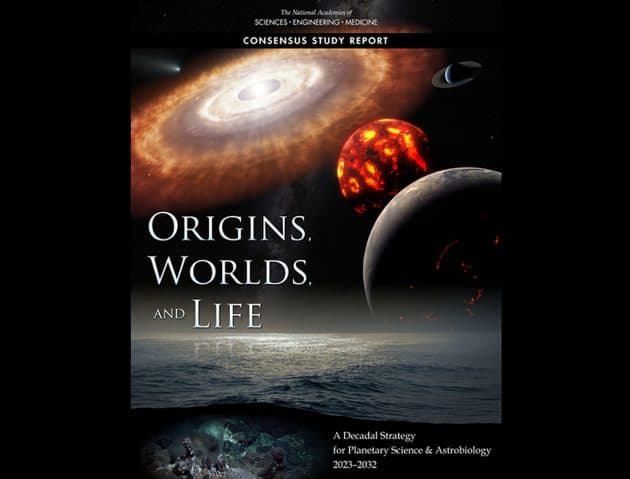 Titelabbildung des Berichts zur zukünftigen Planetenwissenschaft und Astrobiologie 2023-2032. Copyright: US National Academies