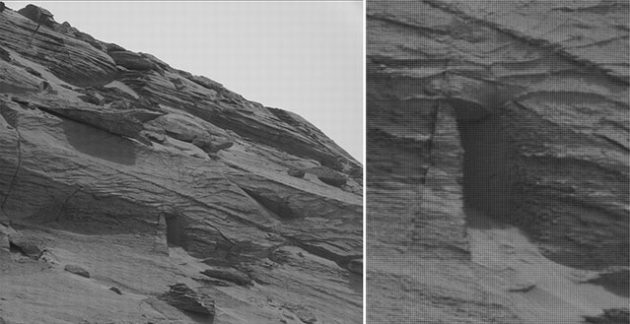 Eine Aufnahme des Rovers vom Vortag (Sol 3465) zeigt das „Tor“ nun aus einer anderen Perspektive. (Klicken Sie auf die Bildmitte, um zum Original in der NASA-Bilddatenband zu gelangen.) Copyright: NASA/JPL-Caltech/MSSS