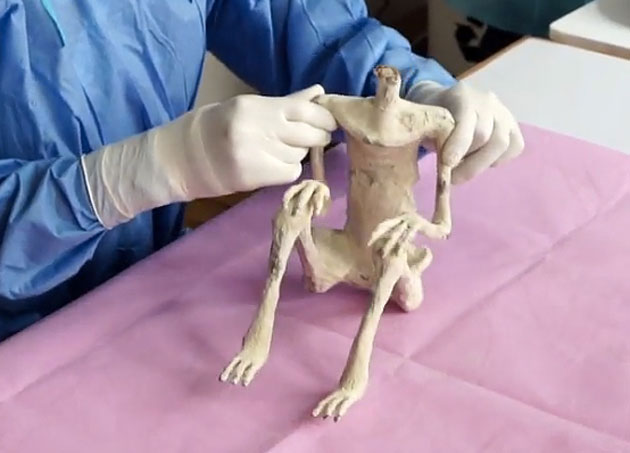 Abb. 48 Standbild aus „Unerthing Nazca - Update 3 – Examination of a new body“ Copyright/Quelle: gaia.com/series/unearthing-nazca