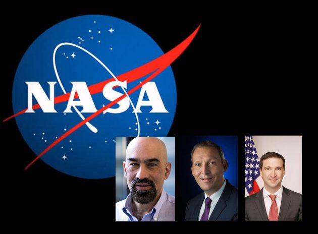Der Hauptautor der angekündigten NASA-UFO-Studie Prof. David Spergel (l.), NASA-Chefwissenschaftler Thomas Zurbuchen (m.) und der stellvertretende Administrator für Forschung beim Science Mission Directorate der NASA Daniel Evans (r.). Copyright/Quellen: nasa.gov / princeton.edu
