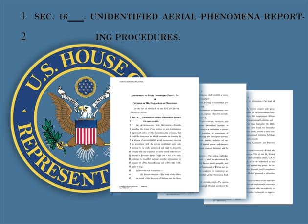 Beispielseiten des Entwurtftextes vor dem Hintergrund des Siegesl des US-Repräsentantenhauses. Copyright: US Gov. (bearb. grewi.de)