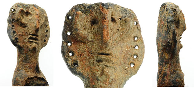 Detailansichten des Kopfes der Figurine. Copyright: Bayerischen Landesamt für Denkmalpflege