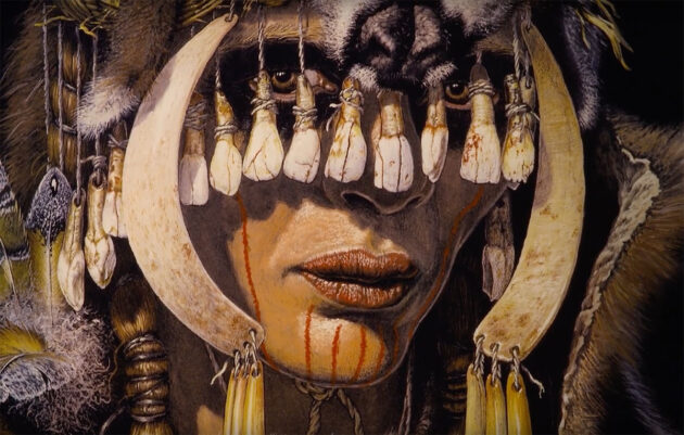 Detailansicht der künstlerische Rekonstruktion der „Schamanin von Bad Dürrenberg“. Copyright: Landesamt für Denkmalpflege und Archäologie Sachsen-Anhalt, Karol Schauer.