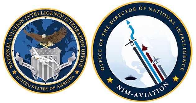 Zum Vergleich: Das alte (l.) und das neue Logo (r.) des National Intelligence Manager for Aviation (NIM-A) bzw. des „National Aviation Intelligence Integration Office“ (NAI2O). Copyright: www.airdomainintelligence.mil / US. Gov.