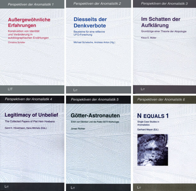 Die bislang sechs Bände der Reihe „Perspektiven der Anomalistik“ Copyright: GfA