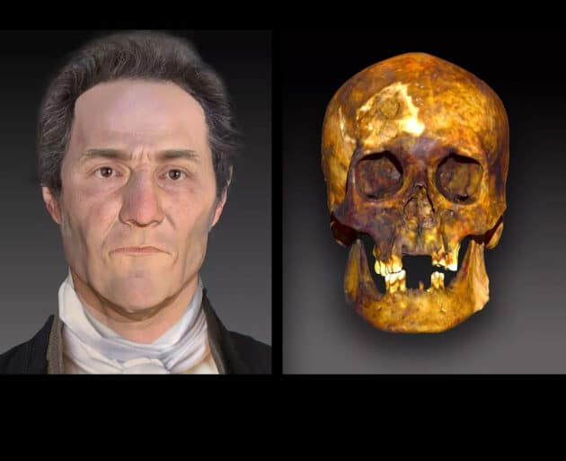 Die computergenerierte 3D-Gesichtsrekonstruktion anhand des Schädels von John Barber. Copyright: Parabon Nanolabs, Virginia Commonwealth University