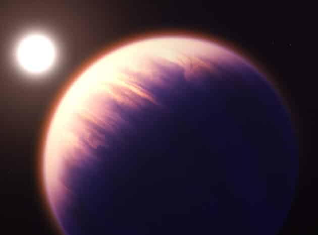 Künstlerische Darstellung des Exoplaneten „WASP-39b“ (Illu.). Copyright: NASA, ESA, CSA, J. Olmsted (STScI)