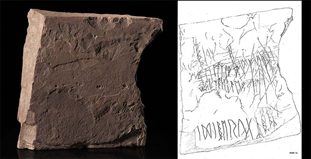 Weitere Ansichten des Svingerud-Steins und eine grafische Umsetzung.Copyright/Quelle: Alexis Pantos/Kristel Zilmer/KHM, UiO / www.historiskmuseum.no