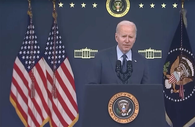 US-Präsident Joe Biden während seiner Ansprache zu den abgeschossenen unidentifizeirten Flugobjekten. Copyright: US Gov. / C-SPAN