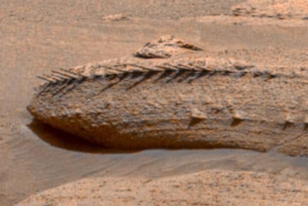 Bildausschnitt aus einer kolorierten Version der Curiosity-Aufnahmen vom 3786. Missionstag.Copyright: NASA/JPL-Caltech/MSSS/NeV-T Gigapan