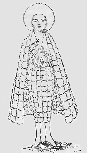 Laut Prof. Joaquim Fernandes können die ersten Beschreibungen des Aussehens der Marienerscheinung von Fatima 1997 durchaus auch avantgardistisch interpretiert werden und erinnern dann eher als eine fast schon moderne Raumfahrerin als an die Gottesmutter.Quelle: J. Fernandes