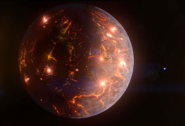 Künstlerische Darstellung des Vulkan-Planeten “LP 791-18 d” (Illu.). Copyright: NASA’s Goddard Space Flight Center/Chris Smith (KRBwyle)