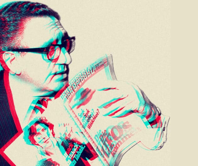 Henry Kissinger beim Lesen eines ganz besonderen Spiegel-Titels 1978. (Das Originalfoto finden Sie HIER) Copyright/Quelle: DerSpiegel