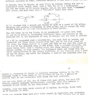 Auszug aus Oberths englischen „Lecture Notes For Lecture About Flying Saucers” 1954.Quelle: https://www.explorescu.org/post/lecture-notes-on-ufo-properties-by-herman-oberth-from-1954