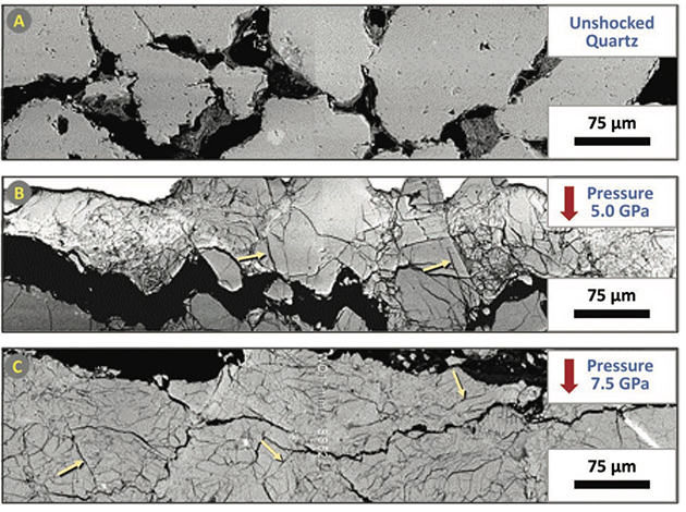 Schockfrakturen im Quarz.Copyright: J. Kennett et al. / UCSB.edu