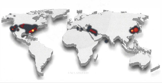 AARO-Weltkarte der UAP-Hotspots aus dem am 19. November 2023 veröffentlichten AARO-Jahresbericht.Copyright/Quelle: AARO