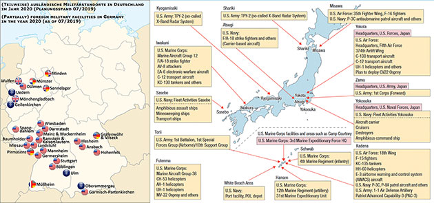 US-Stützpunkte in Deutschland (l.) und Japan (r.).Copyright/Quelle: via WikimediaCommons / CC BY-SA 4.0