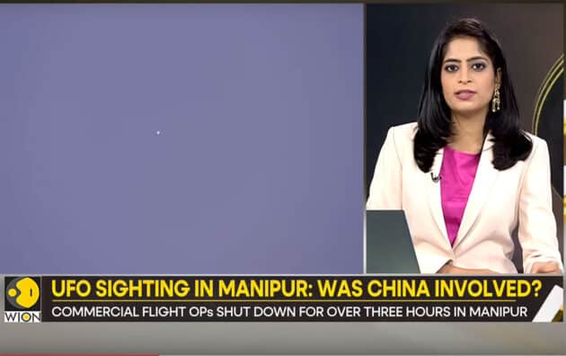 Aufnahme des unidentifizierten Flugobjkets über dem indischen Imphal Airport. Copyright/Quelle: WIONews.com