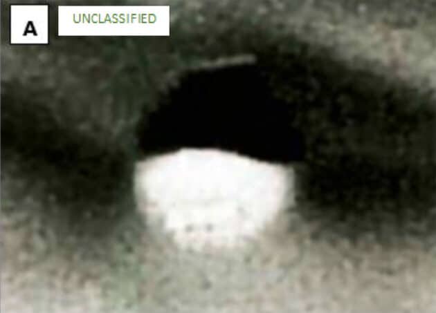 Pilotenaufnahme (EO) des gesichteten Flugobjekts.Copyright/Quelle: AARO