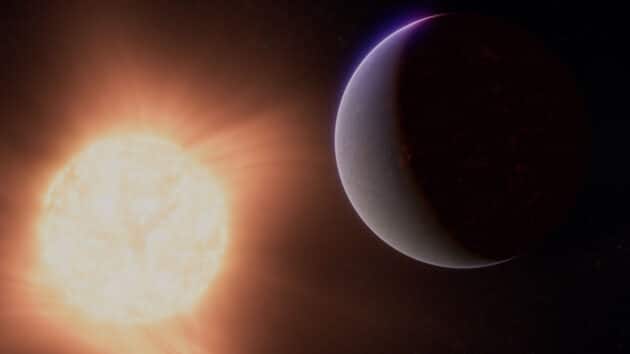 Künstlerische Darstellung der heißen Supr-Erde „Cancri 55 e“ (Illu.). Copyright: NASA, ESA, CSA, R. Crawford (STScI)