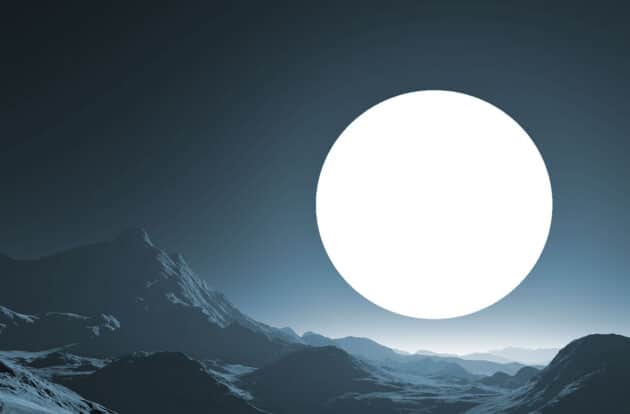 Künstlerische Darstellung der Oberfläche eines Felsplaneten, der einen Weißen Zwergstern umkreist (Illu.).Copyright: Юрий Д.К. (via WikimediaCommons) / CC BY-SA 4.0