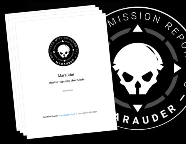 Titel des „Marauder - Mission Reporting User Guide“ Version 2.43. Quelle/Copyright: US Dept. of Defense / TheBlackVault.com