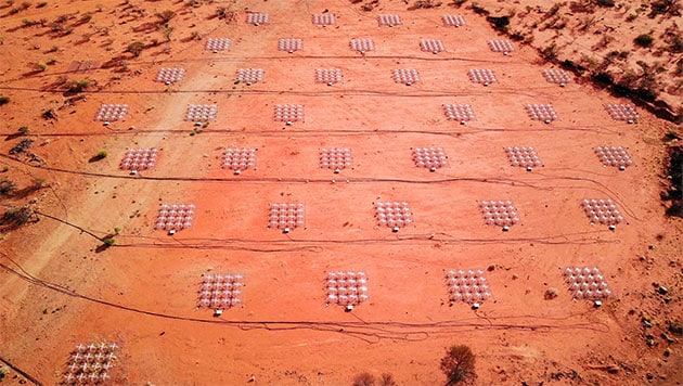 Luftbild der zweiten Bauphase des Murchison Widefield Array.Copyright/Quelle: www.mwatelescope.org